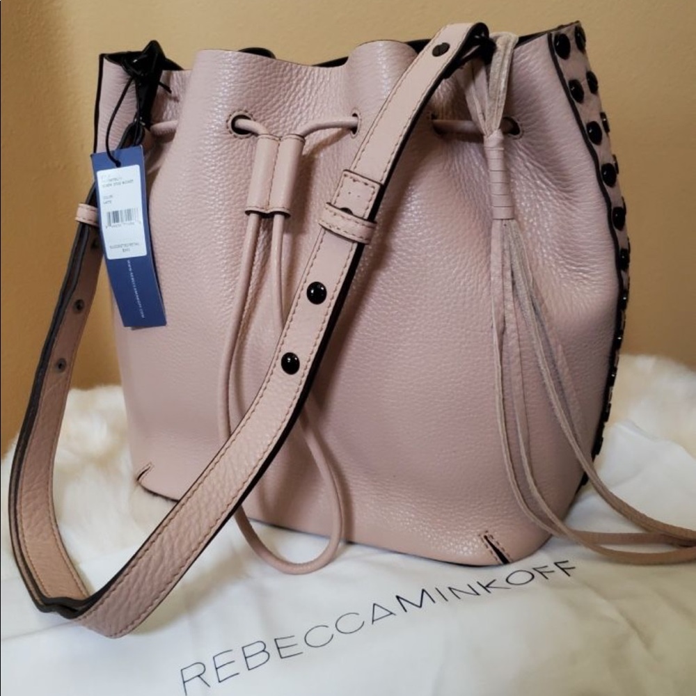 "Rebecca Minkoff" Screw Stud Pebble Leather Bucket Bag